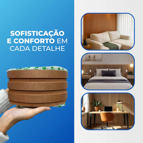 Painel Ripado Laminado de EVA Autocolante Auréon - Sofisticação e Conforto em Cada Detalhe