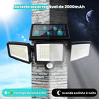 Refletor Solar 2500 lm 3 Cabeças c/ Sensor e Controle