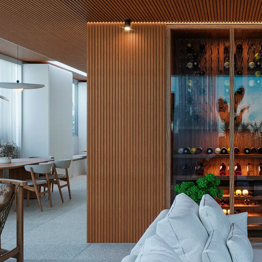 Painel de Ripa Laminado de EVA Autocolante Auréon - Sofisticação e Conforto em Cada Detalhe